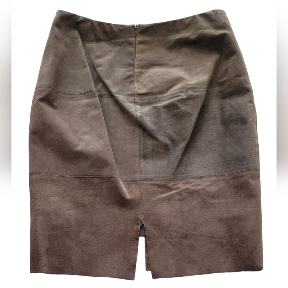 Suede Leather Patch Pencil Skirt - Picture 3 of 7